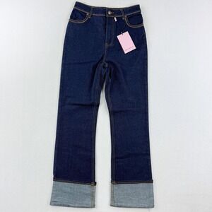 Avec Les Filles Cuffed Hem Flare Jeans Size 25 Dark Rinse Wash‎ Womens NWT